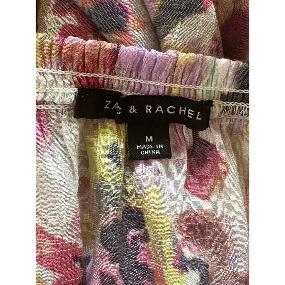 Zac & Rachel BOHO Peasant Blouse Off The Shoulder Watercolor Floral SZ M Ruffle - Picture 2 of 4